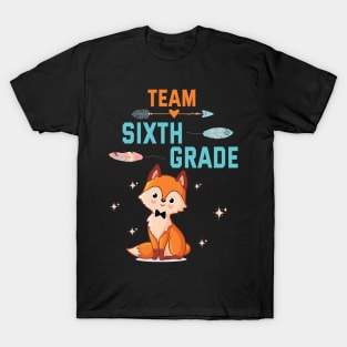 Fox Student Teacher Happy Back School Day Team Sixth Grade T-Shirt